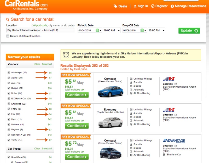 Rent a car for $10 a day Dollar is offering $ a day cheap car rentals from Arizona and Florida: Valid on rentals of economy to full-size cars; day maximum rental period; Reservation required (24 hours in advance) You can pick up a one-way cheap car rental from Phoenix and Tucson and drop it off in 25 cities like Austin, Billings, Denver, Las Vegas, and San Diego.